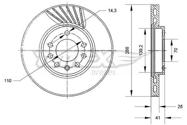 TOMEX BRAKES Piduriketas TX 70-55